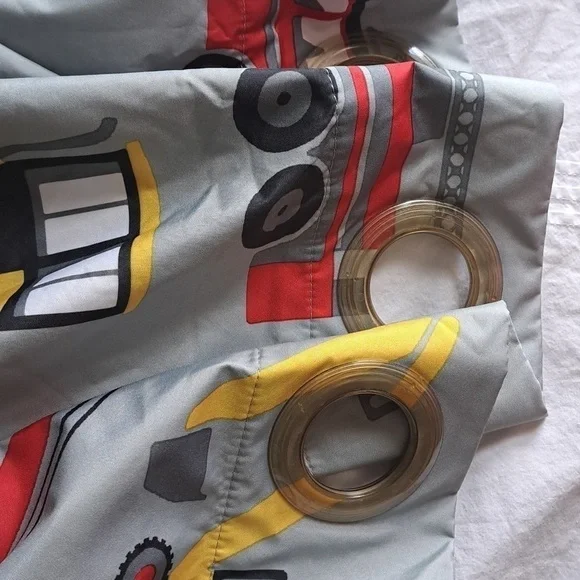 KIDS CONSTRUCTION VEHICLES lined SINGLE curtain panel 42X84 tonka toys digger - Picture 5 of 8